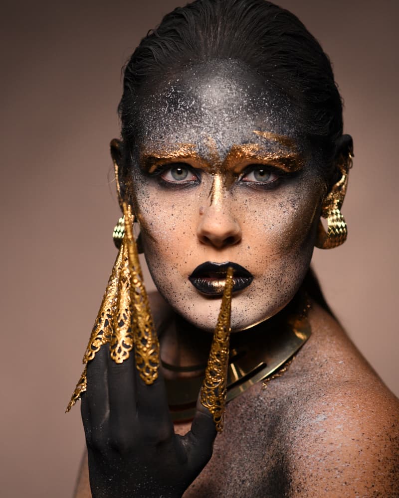 Gilded Glamour Portrait by Yoram GIL — canvas wall art