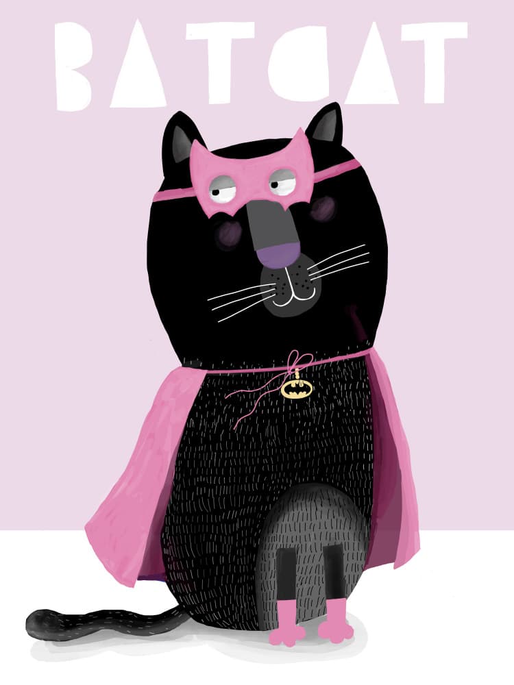 Black Cat Superhero by Carla Daly — canvas wall art