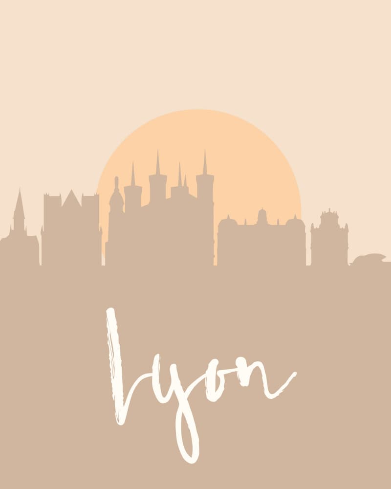 Lyon Peach Skyline by Emiliano Deificus — canvas wall art