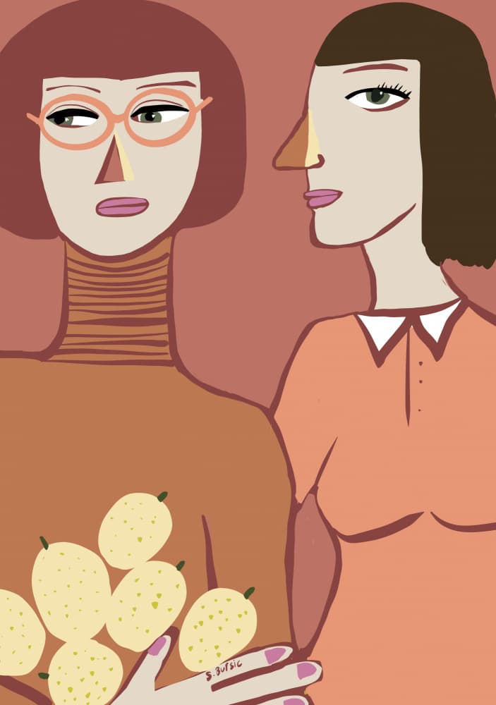 Stylish Women With Pears by Sharyn Bursic — canvas wall art