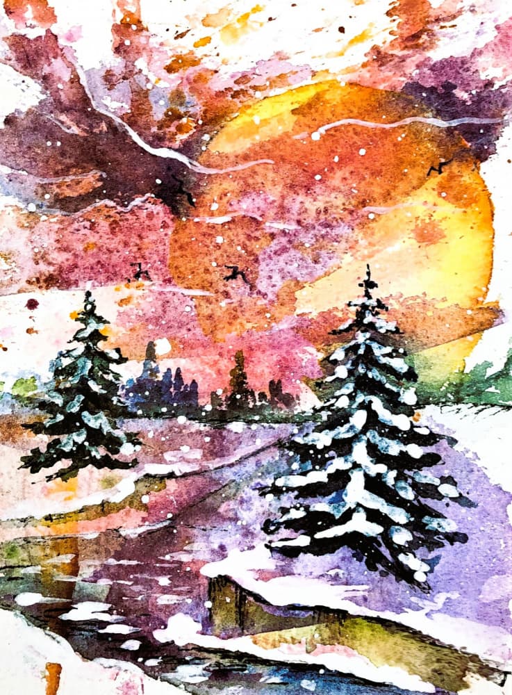 Vibrant Winter Sunset by Anda Bieza — canvas wall art