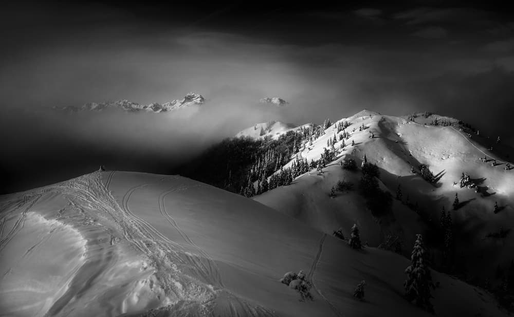 Dramatic Snowy Peaks by Ales Krivec — canvas wall art
