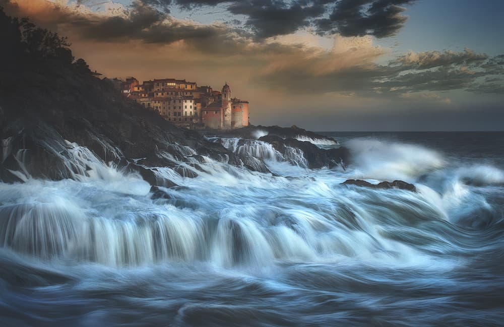 Dramatic Coastal Village by Paolo Lazzarotti — canvas wall art
