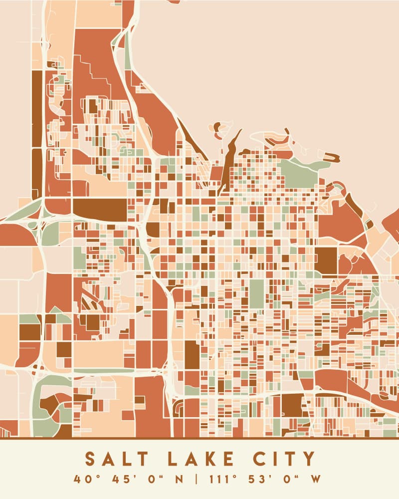 Salt Lake City Modern Map by Emiliano Deificus — canvas wall art