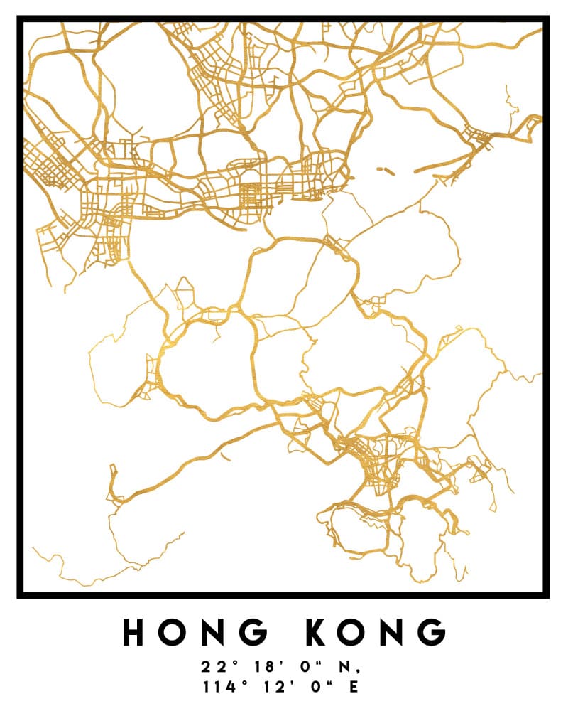 Hong Kong Gold Map by Emiliano Deificus — canvas wall art