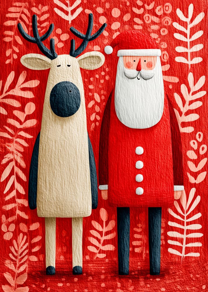Festive Santa Reindeer by Justyna Jaszke — canvas wall art
