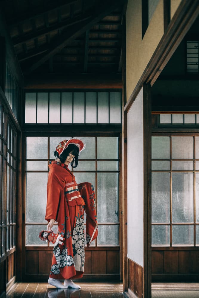 Red Kimono Tradition by Yasuhiro Ujiie — canvas wall art
