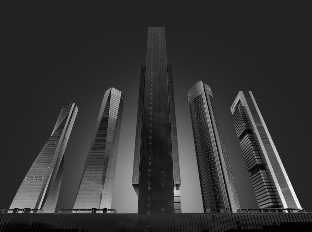 Tall Modern Skyscrapers by Enrique Rodriguez de Mingo — canvas wall art