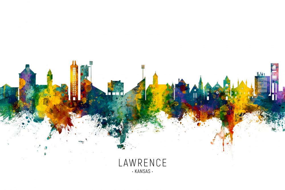 Vibrant Lawrence Cityscape by Michael Tompsett — canvas wall art
