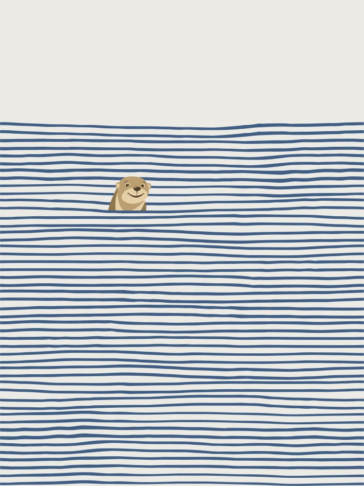 Happy Otter In Stripes by Little Dean — canvas wall art