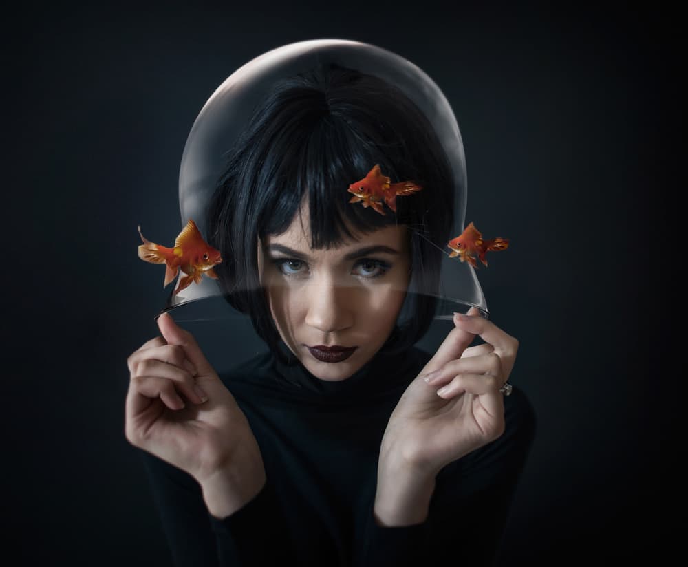 Enigmatic Goldfish Woman by hardibudi — canvas wall art