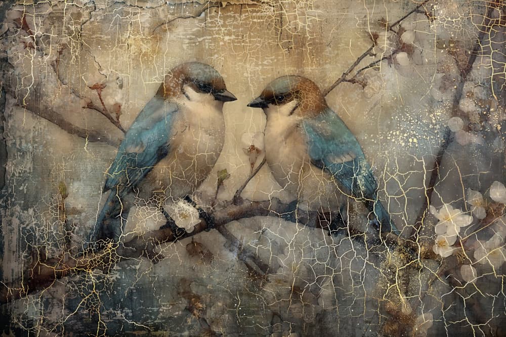 Vintage Blossom Birds by Rafal Kulik — canvas wall art