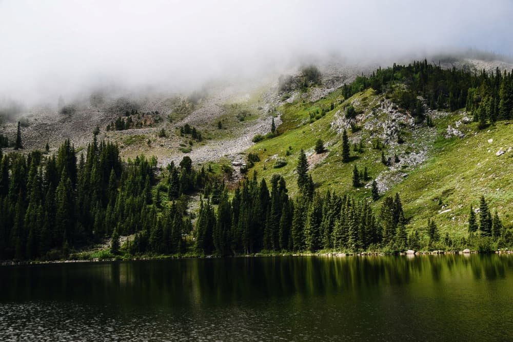 Misty Mountain Lake by Del Mundo Portraits — canvas wall art