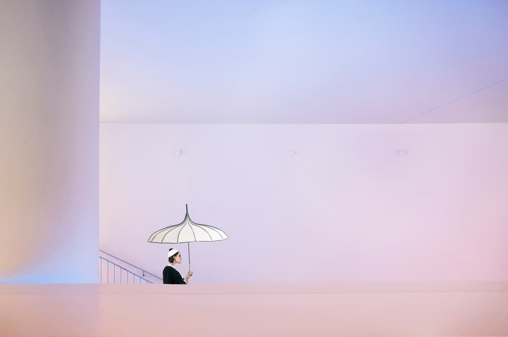 Woman With Pastel Umbrella by Christine von Diepenbroek — canvas wall art