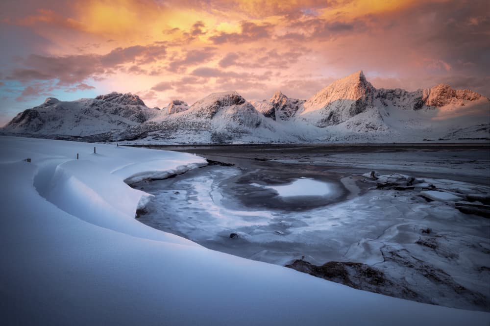 Winter Mountain Sunset Glow by Martin Morávek — canvas wall art