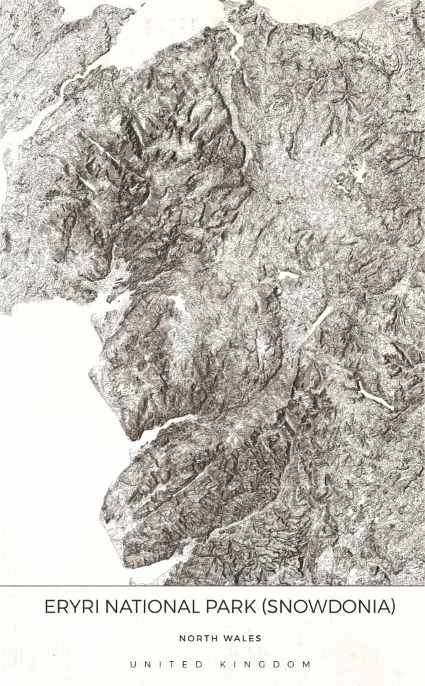 Eryri Snowdonia Relief Map by Nicholas — canvas wall art