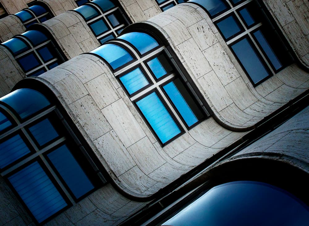 Curved Blue Windows by Gerard Jonkman — canvas wall art