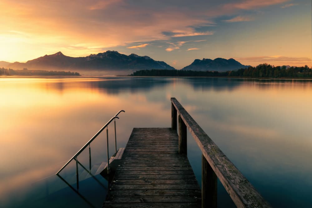 Golden Lake Dock Sunrise by iso66 — canvas wall art