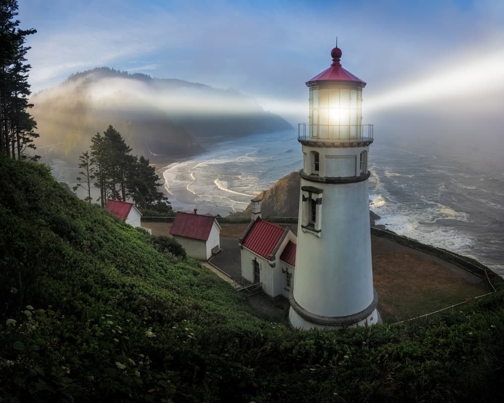 Glowing Lighthouse Coast by Ron Langager — canvas wall art
