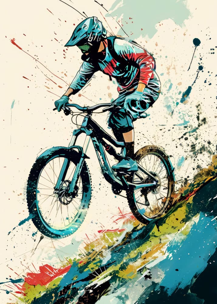 Vibrant Mountain Biking by Justyna Jaszke — canvas wall art