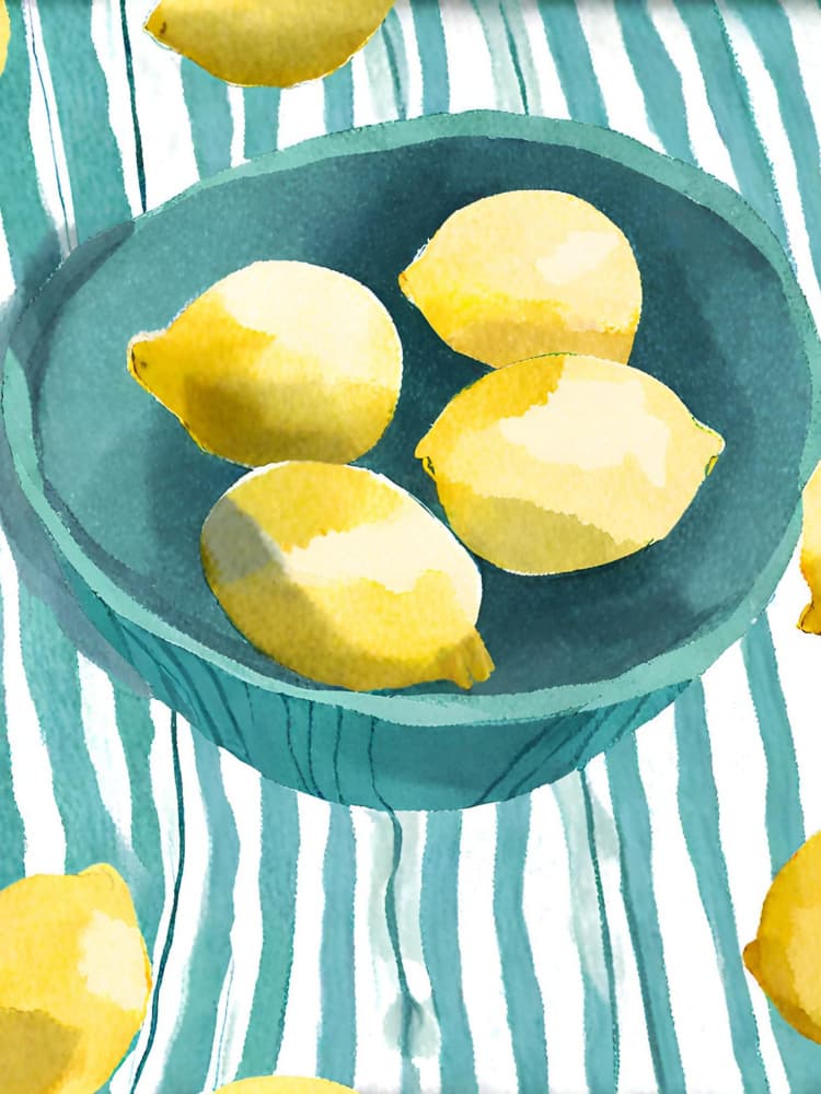 Bright Lemon Bowl by Ohkimiko — canvas wall art