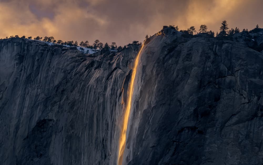 Glowing Mountain Waterfall by Jingyu Wu — canvas wall art