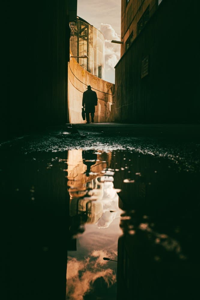 Dark Alley Reflection by Selaru Ovidiu — canvas wall art