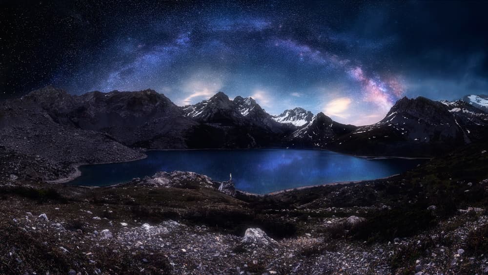Milky Way Mountain Lake by Selions(陈磊) — canvas wall art