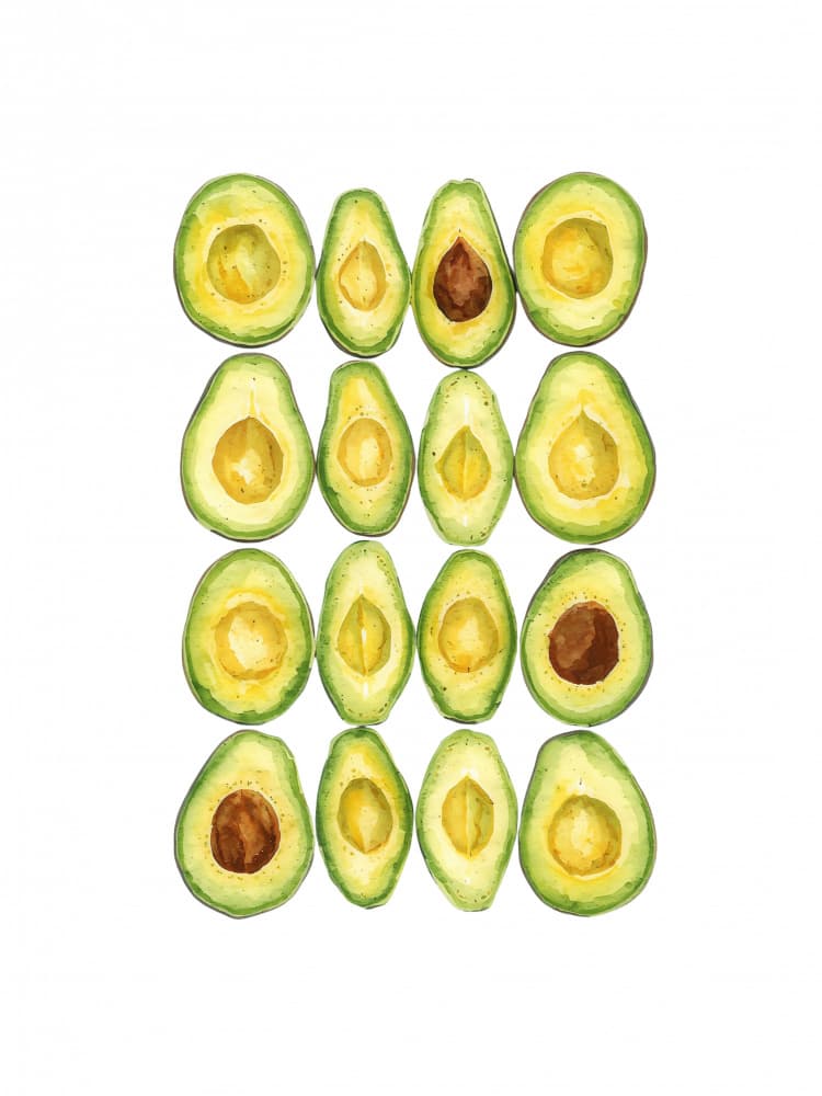Watercolor Avocados by Ohkimiko — canvas wall art