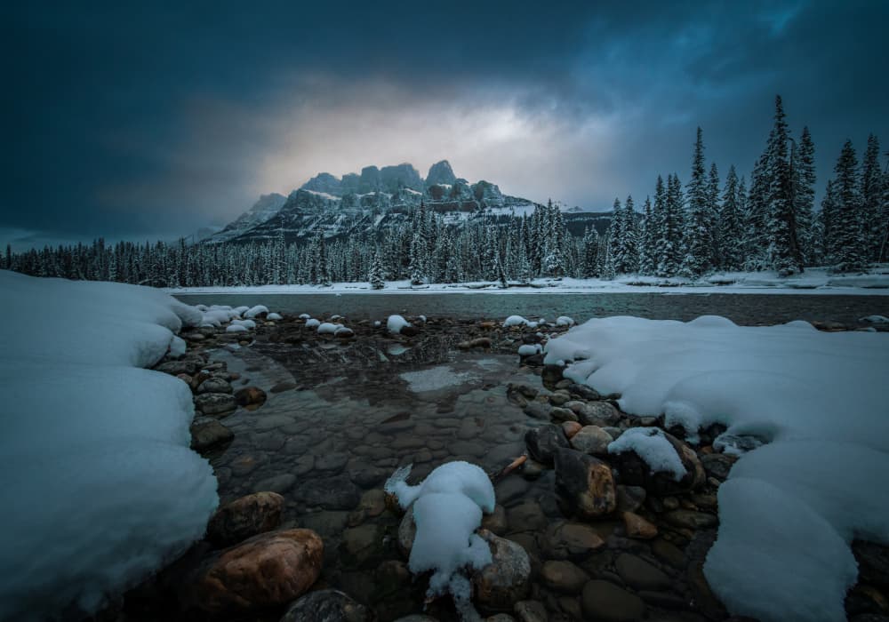 Snowy Mountain River by Bing Li — canvas wall art