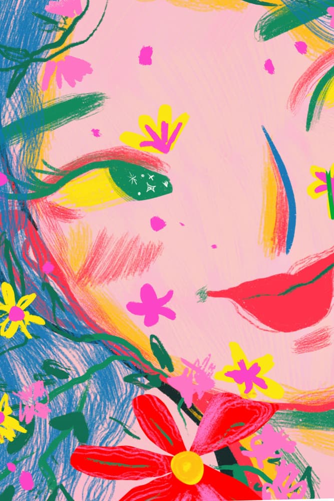 Dreamy Floral Portrait by sucidraw — canvas wall art