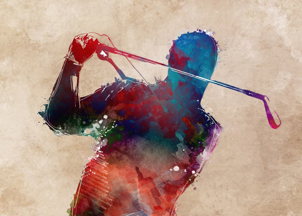 Vibrant Golf Swing by Justyna Jaszke — canvas wall art