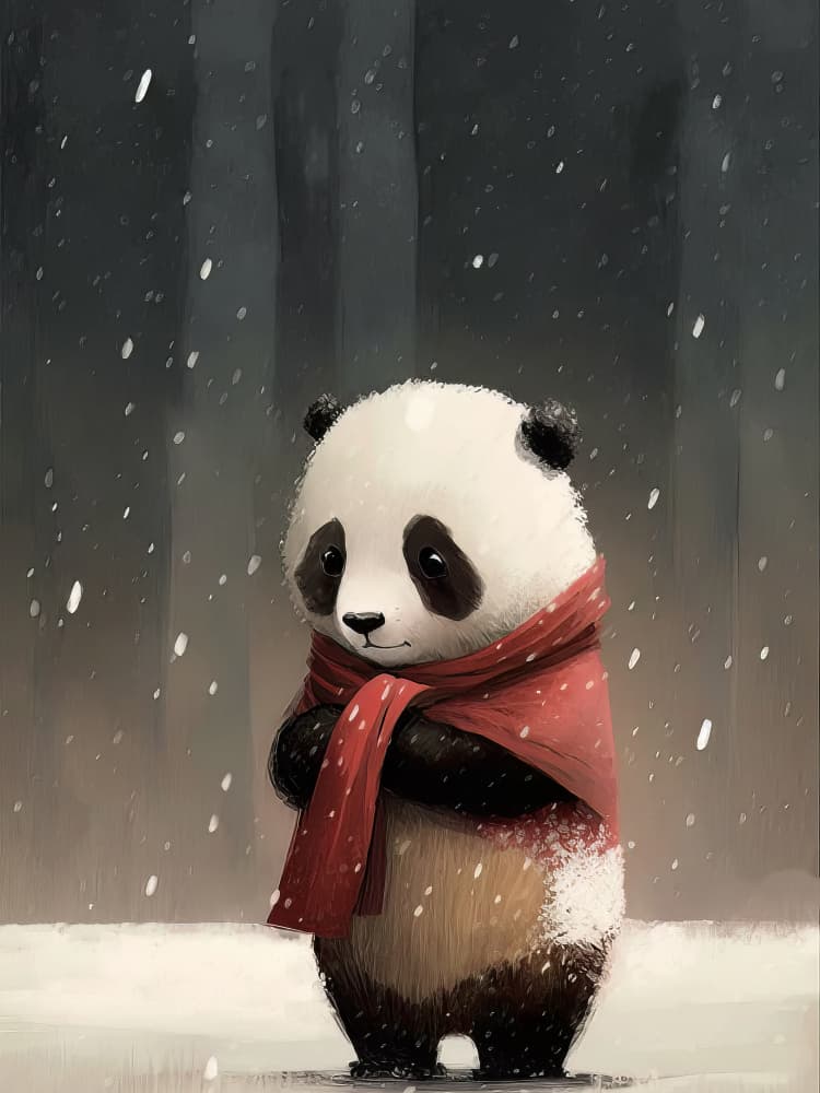 Cozy Winter Panda by Bilge Paksoylu — canvas wall art