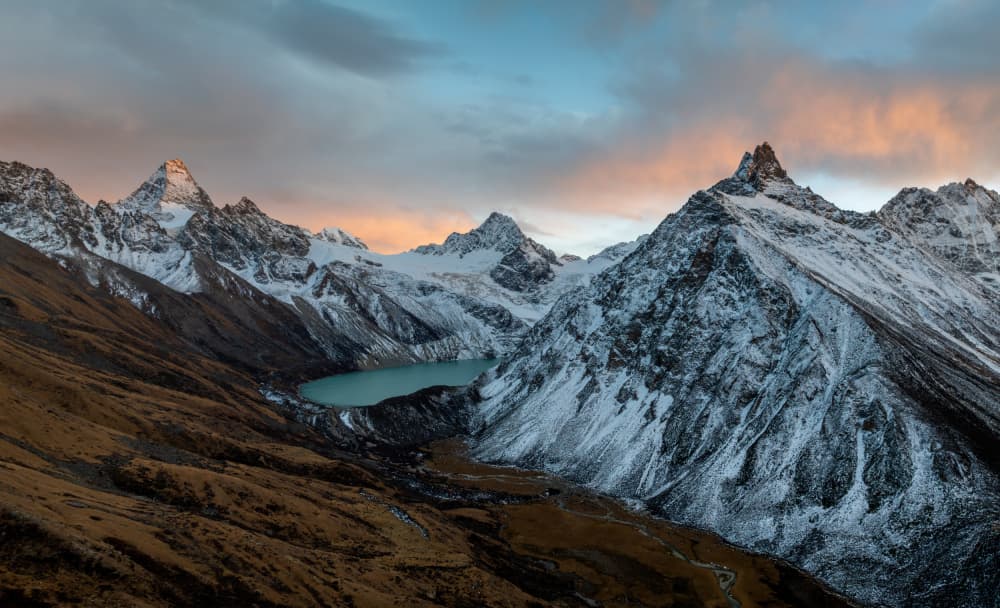 Alpine Lake Sunset Glow by Dianne Mao — canvas wall art