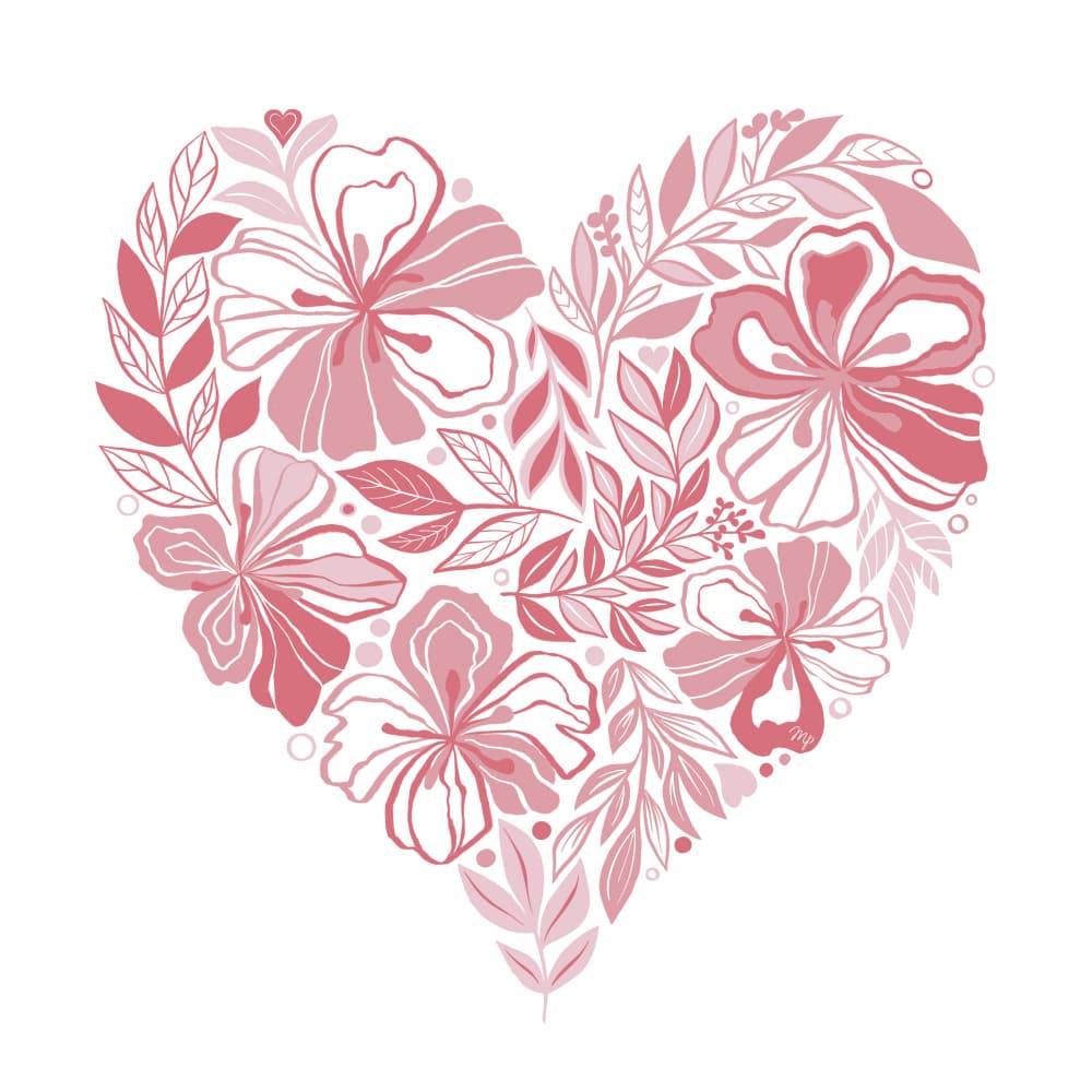 Pink Floral Heart by Martina — canvas wall art