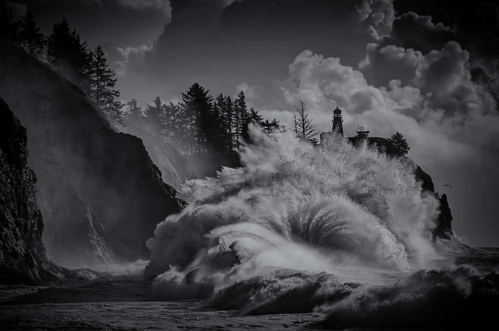 Powerful Coastal Lighthouse by Lydia Jacobs — canvas wall art