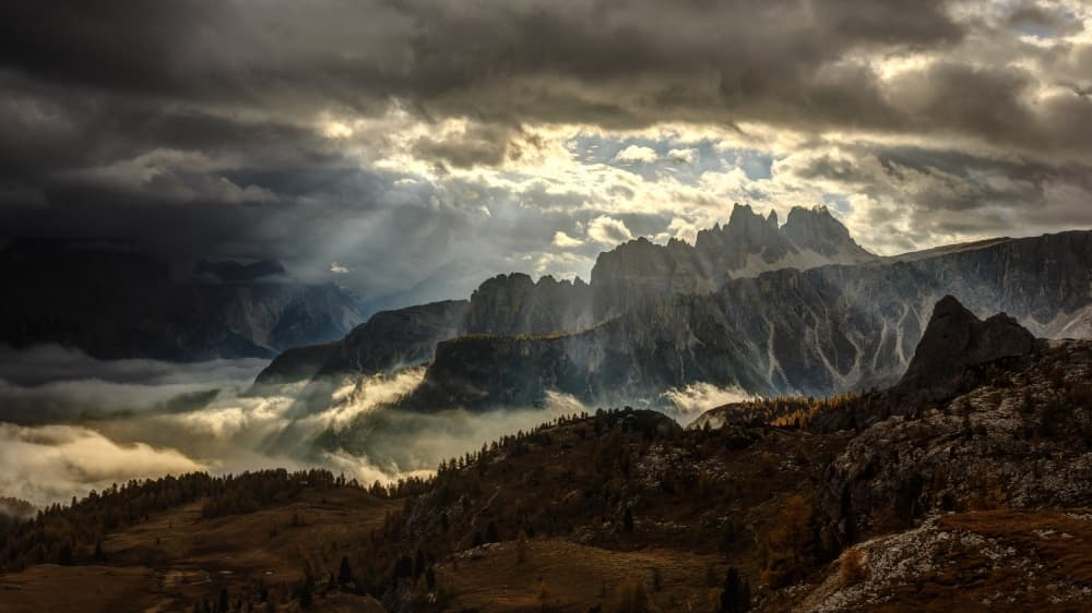 Misty Mountain Light Rays by Lubos Balazovic — canvas wall art