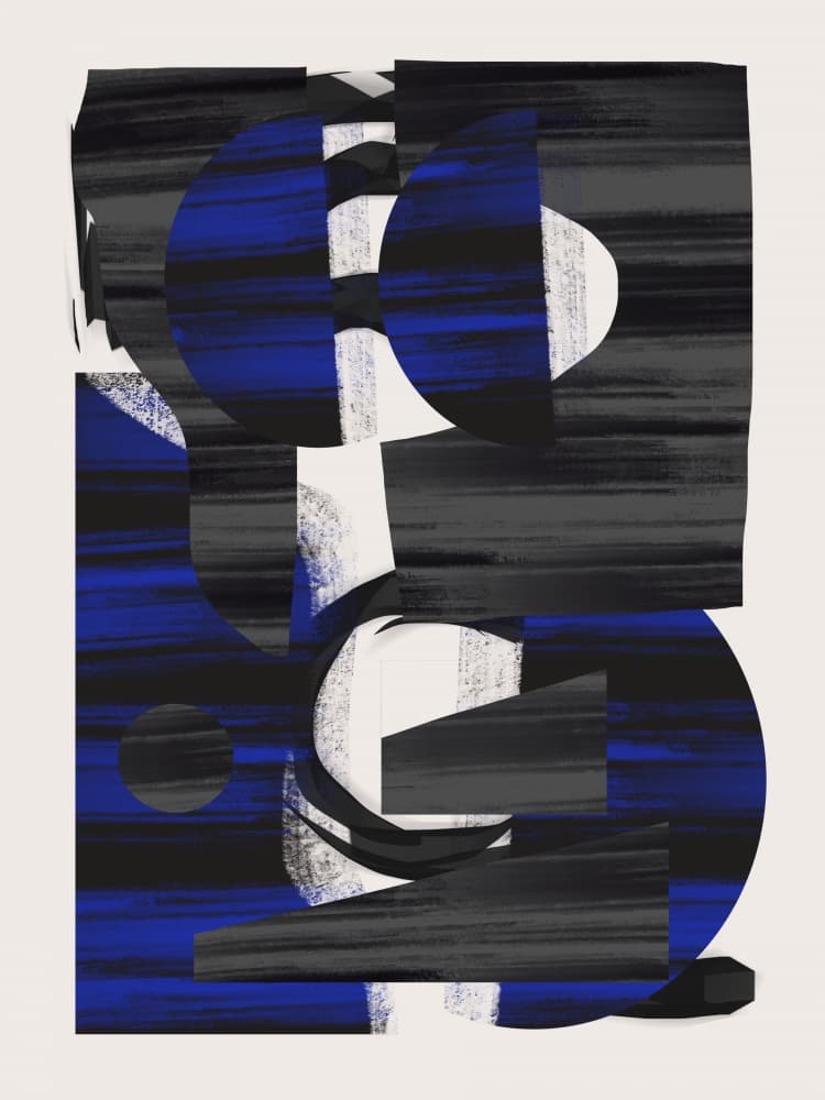 Bold Blue Abstract Forms by Little Dean — canvas wall art