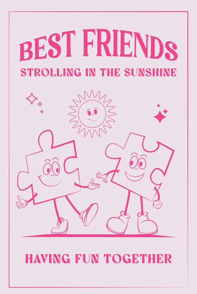 Best Friends Puzzle Stroll by Oju Design — canvas wall art