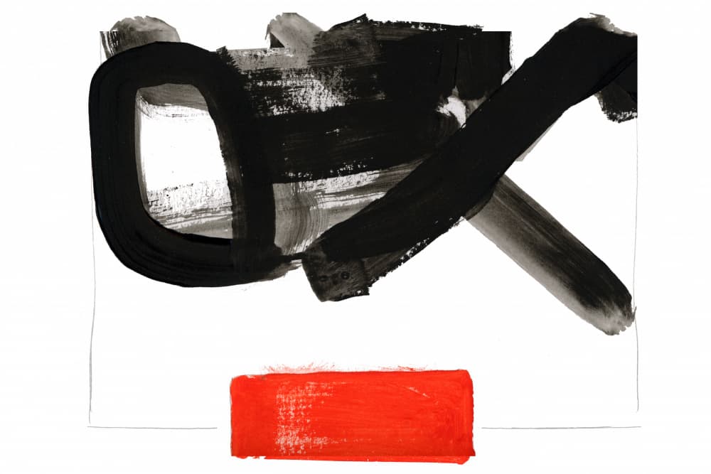 Bold Black Red Abstract by cartissi — canvas wall art
