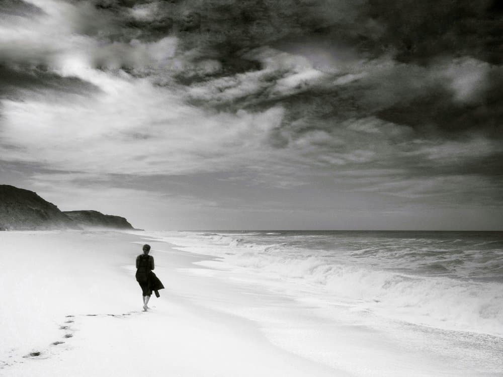 Solitary Beach Stroll by Aurelian — canvas wall art
