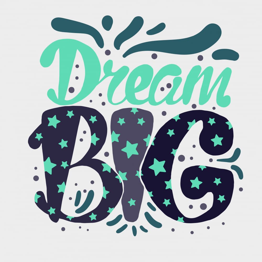 Dream Big Typography Stars by Marika Barsrsind — canvas wall art