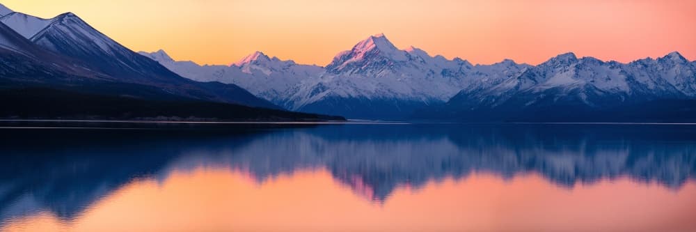 Majestic Mountain Sunset Reflection by Daniel Murphy — canvas wall art