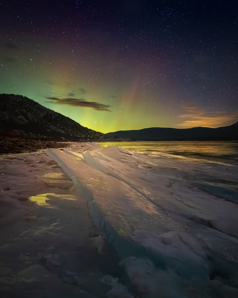 Northern Lights Ice Glow by Bing Li — canvas wall art