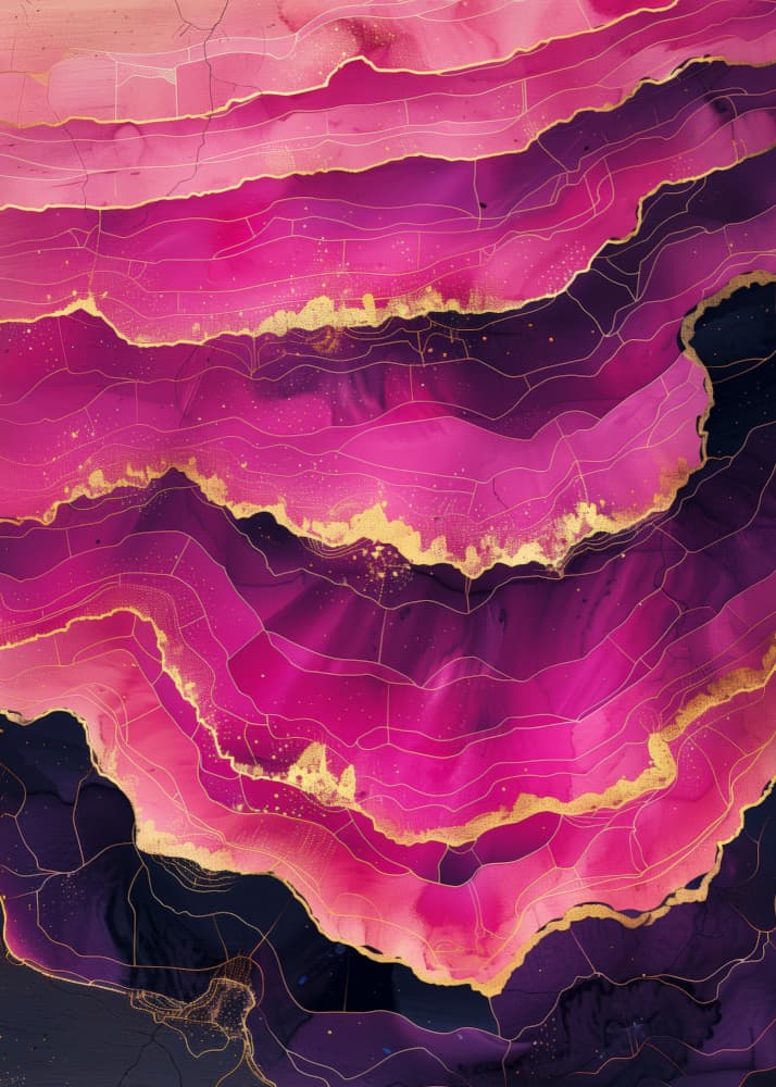 Fuchsia Gold Agate Waves by Justyna Jaszke — canvas wall art