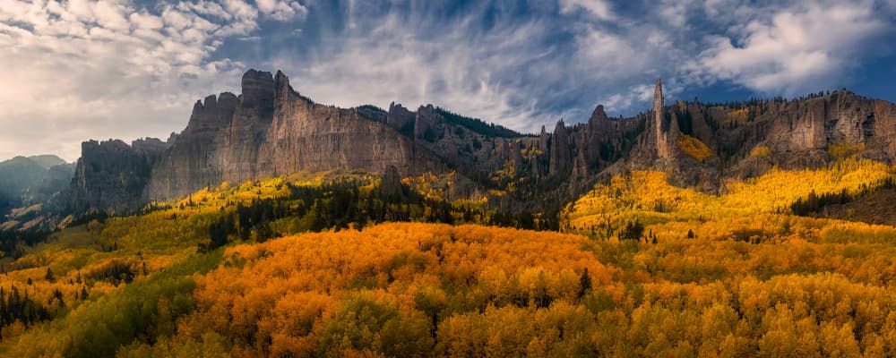 Golden Aspen Peaks by Mei Xu — canvas wall art