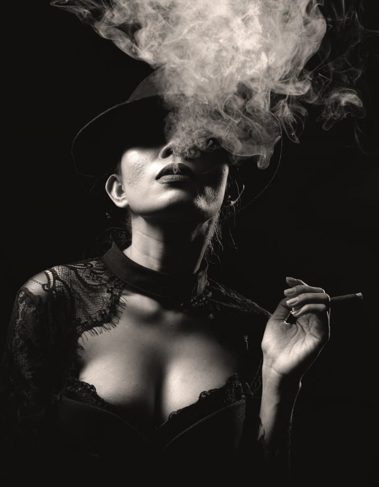 Mysterious Smoke Portrait by Magdalena Fifi — canvas wall art