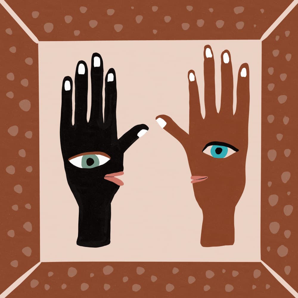 Hands with Soulful Eyes by Sharyn Bursic — canvas wall art