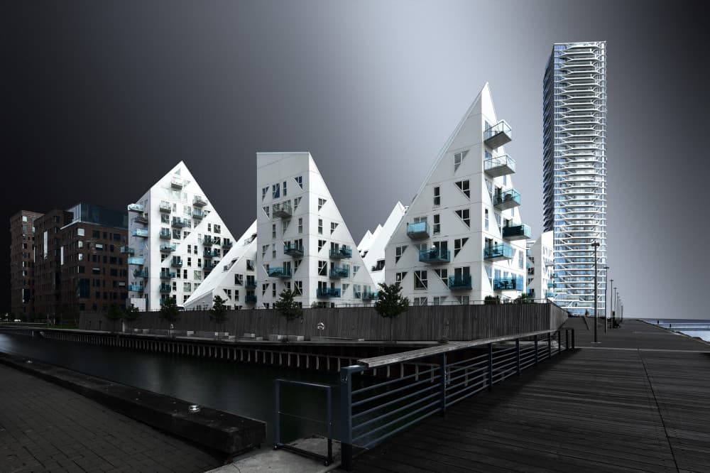 Geometric Waterfront Architecture by Jorge Pimenta — canvas wall art