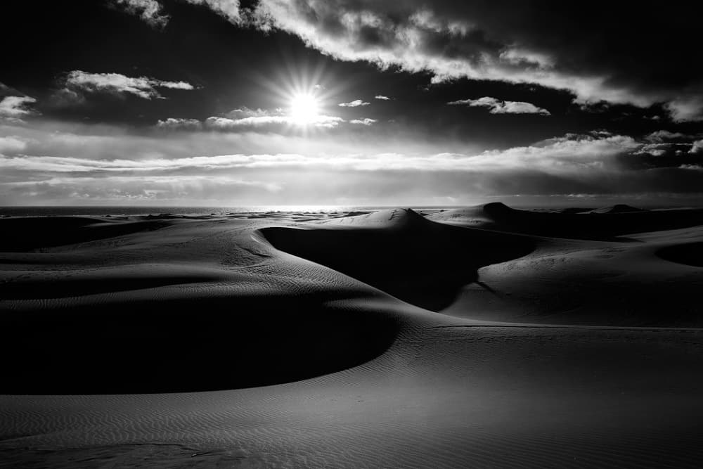 Sunlit Desert Dunes by Dominic Dähncke — canvas wall art